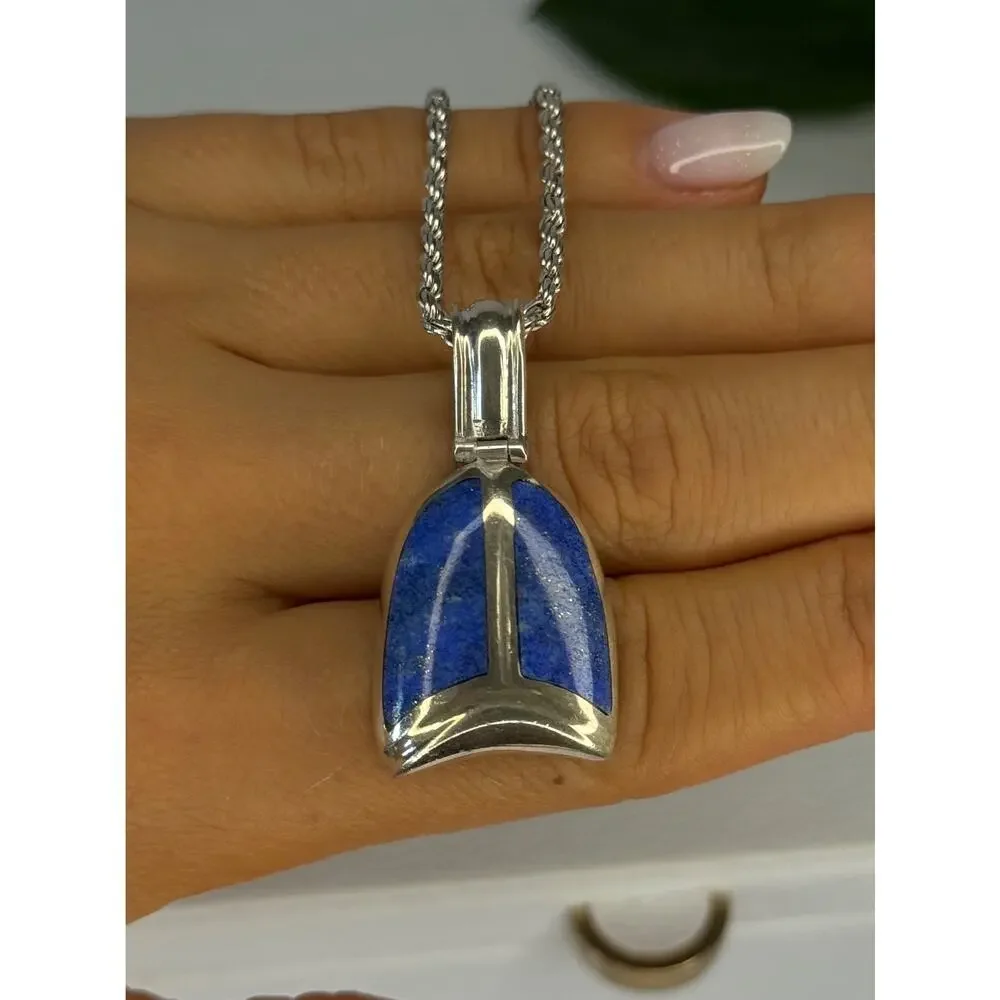 Vintage 925 Sterling Silver Sodalite Necklace Length 20 inch